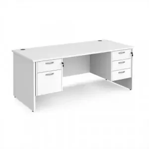 Maestro 25 straight desk 1800mm x 800mm with 2 and 3 drawer pedestals – white top with panel end leg