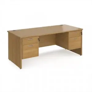 Maestro 25 straight desk 1800mm x 800mm with two x 2 drawer pedestals – oak top with panel end leg