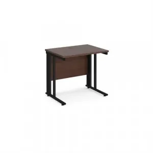 Maestro 25 straight desk 800mm x 600mm – black cable managed leg frame, walnut top