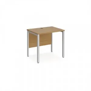 Maestro 25 straight desk 800mm x 600mm – silver bench leg frame, oak top