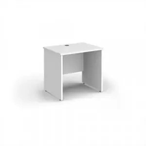 Maestro 25 straight desk 800mm x 600mm – white top with panel end leg