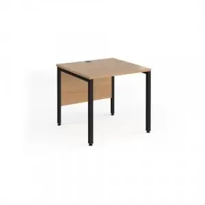 Maestro 25 straight desk 800mm x 800mm – black bench leg frame, beech top