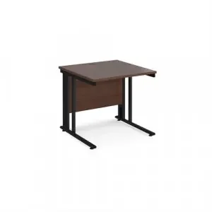 Maestro 25 straight desk 800mm x 800mm – black cable managed leg frame, walnut top