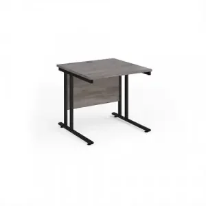 Maestro 25 straight desk 800mm x 800mm – black cantilever leg frame, grey oak top