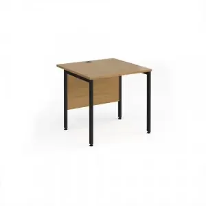 Maestro 25 straight desk 800mm x 800mm – black H-frame leg, oak top