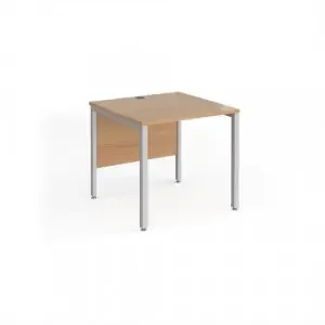 Maestro 25 straight desk 800mm x 800mm – silver bench leg frame, beech top