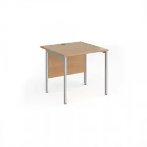 Maestro 25 straight desk 800mm x 800mm – silver H-frame leg, beech top