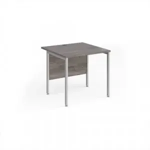 Maestro 25 straight desk 800mm x 800mm – silver H-frame leg, grey oak top