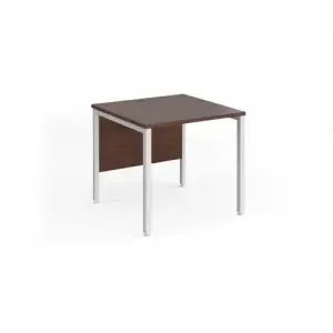 Maestro 25 straight desk 800mm x 800mm – white bench leg frame, walnut top