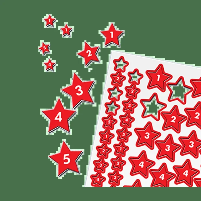 Magnetic Numbered Red Stars (1 Sheet)