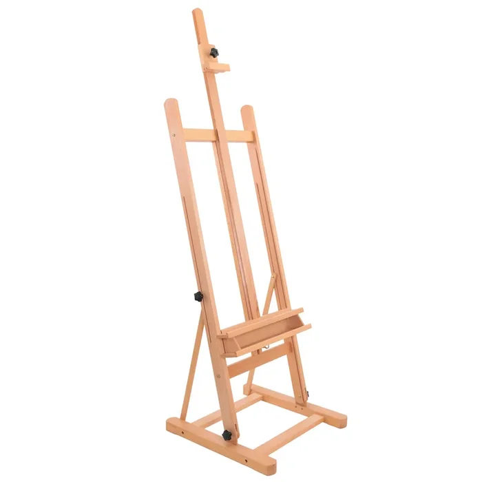 Medium Wooden Studio H Frame Easel with Storage Tray – Adjustable to 96″ High, Holds Canvas up to 48″ – Beechwood Artist Easel for Painting, Art Display Stand, Portraits