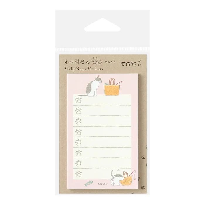 Midori To-do Sticky Notes – Cat – Pink