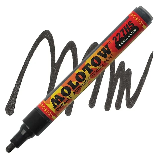 Molotow One4All Acrylic Marker – 4 mm Tip, Metallic Black, Bullet Tip