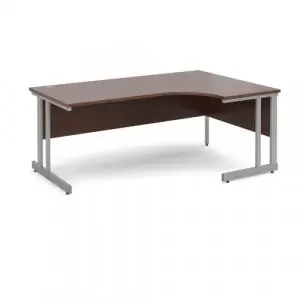 Momento right hand ergonomic desk 1800mm – silver cantilever frame, walnut top