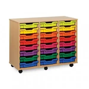 Monarch Triple Bay Classroom Storage Unit 24 Shallow Tray Beech MEQ4W/CL