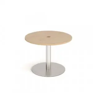 Monza circular dining table 800mm with central circular cutout 80mm – Kendal oak