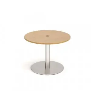 Monza circular dining table 800mm with central circular cutout 80mm – Oak