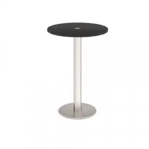 Monza circular poseur table 800mm with central circular cutout 80mm – black