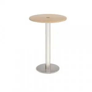 Monza circular poseur table 800mm with central circular cutout 80mm – Kendal oak