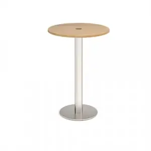 Monza circular poseur table 800mm with central circular cutout 80mm – Oak