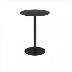 Monza circular poseur table with flat round black base 800mm – Black