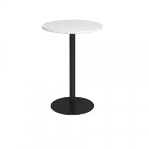 Monza circular poseur table with flat round black base 800mm – white