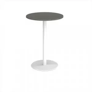 Monza circular poseur table with flat round white base 800mm – Onyx Grey