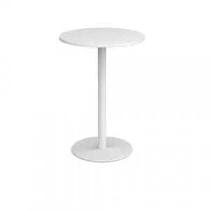 Monza circular poseur table with flat round white base 800mm – white