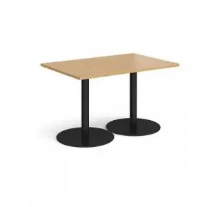 Monza rectangular dining table with flat round black bases 1200mm x 800mm – oak