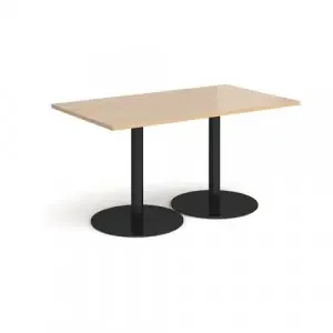 Monza rectangular dining table with flat round black bases 1400mm x 800mm – Kendal oak