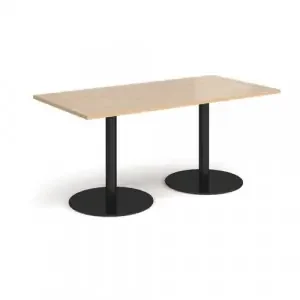 Monza rectangular dining table with flat round black bases 1600mm x 800mm – Kendal oak