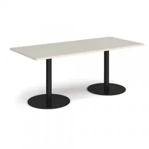 Monza rectangular dining table with flat round black bases 1800mm x 800mm – Light Grey