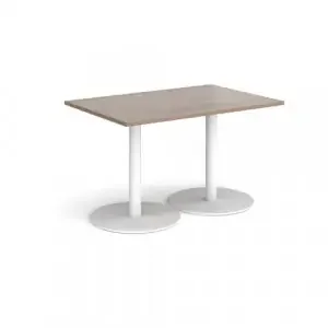 Monza rectangular dining table with flat round white bases 1200mm x 800mm – Barcelona walnut