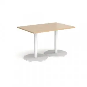 Monza rectangular dining table with flat round white bases 1200mm x 800mm – Kendal oak