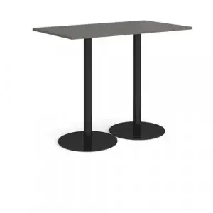 Monza rectangular poseur table with flat round black bases 1400mm x 800mm – Onyx Grey