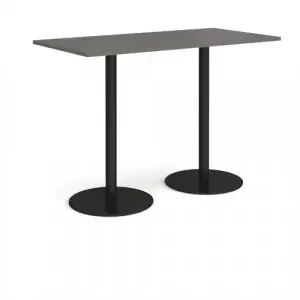Monza rectangular poseur table with flat round black bases 1600mm x 800mm – Onyx Grey