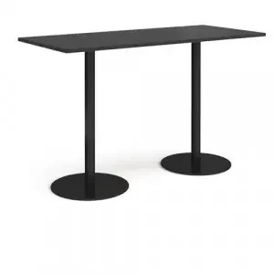 Monza rectangular poseur table with flat round black bases 1800mm x 800mm – Black