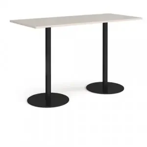 Monza rectangular poseur table with flat round black bases 1800mm x 800mm – Light Grey