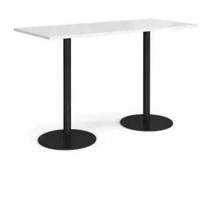 Monza rectangular poseur table with flat round black bases 1800mm x 800mm – white