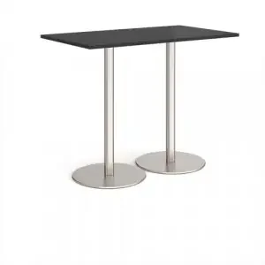 Monza rectangular poseur table with flat round brushed steel bases 1400mm x 800mm – Black