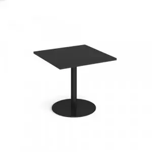 Monza square dining table with flat round black base 800mm – Black