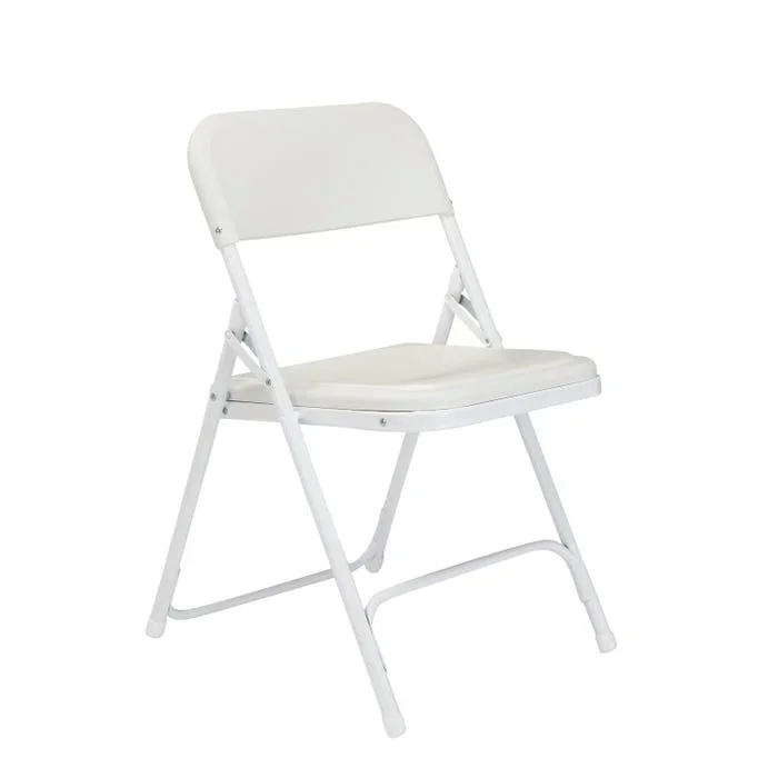 National Public Seating 800 Series Premium Lightweight Plastic Folding Chair, White, 18-3/4 x 20-3/4 x 29-3/4 Inches, Pack of 4