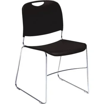 National Public Seating® Ultra Compact Plastic Stack Chair Black