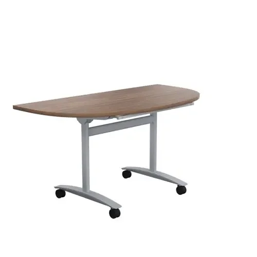 One D-End Tilting Table (FSC) 1400 X 700 Dark Walnut/Silver