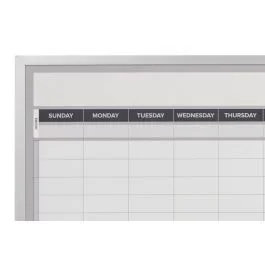 OptiMA® Sunday to Saturday Weekly Dry Erase Calendar, shows 7 days of the week, alumnium trim with marker tray on the 2′ side, L-bracket, installation hardware included, 3′ H X 2′ W