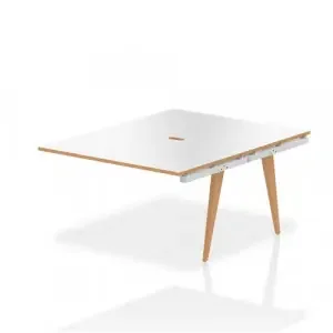 Oslo 1200mm Back to Back Extension Kit White Top Natural Wood Edge White Frame OSL0100