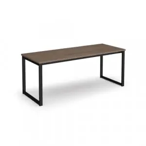 Otto benching solution dining table 1800mm wide – black frame, Barcelona walnut top
