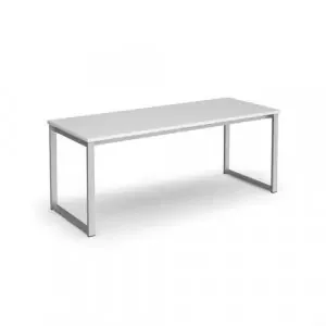 Otto benching solution dining table 1800mm wide – silver frame, white top