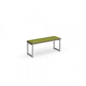 Otto benching solution low bench 1050mm wide with made to order upholstered seat pad – silver frame, Barcelona walnut top