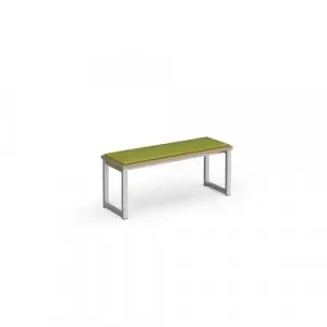 Otto benching solution low bench 1050mm wide with made to order upholstered seat pad – silver frame, Kendal oak top